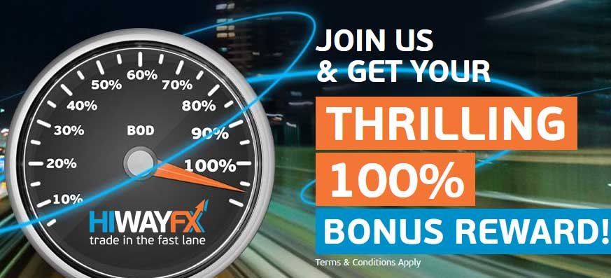 Forex Credit Bonus 100% on First Deposit HiWayFX