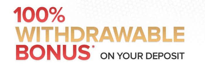 Get 100% Withdrawable Bonus on Deposit
