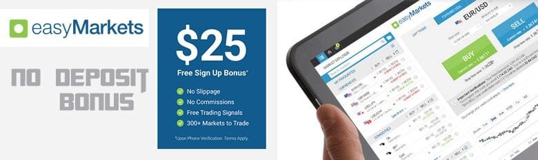 EasyMarkets $25 NO Deposit Sign-Up Bonus