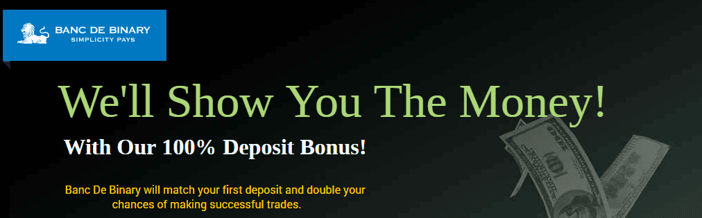 Banc De Binary 100% Tradable Deposit Bonus